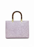 Floral Embossed Leather Handbag - Lavender