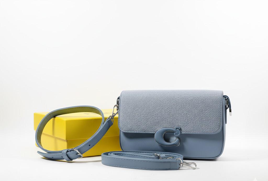 Premium Grey Textured Crossbody Bag with C-Logo