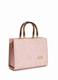 Floral Embossed Leather Handbag - Blush Pink