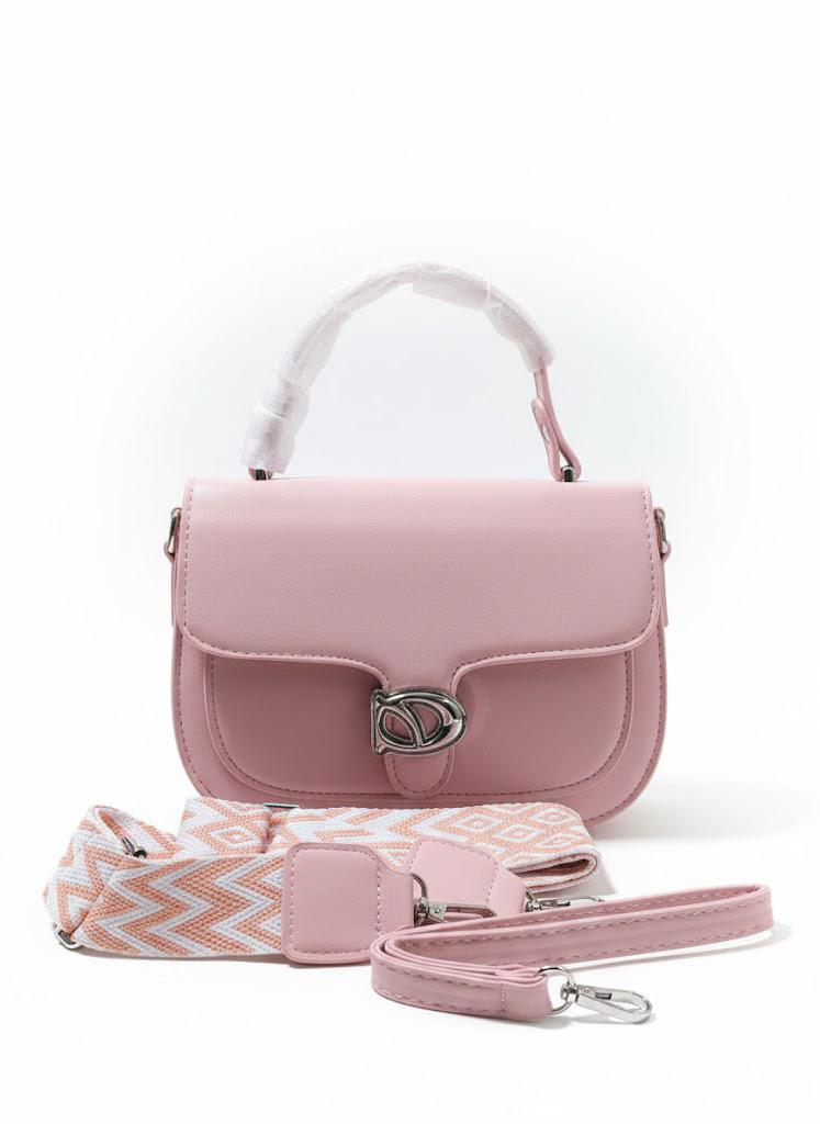 Elegant Pink Leather Handbag with Dual Straps