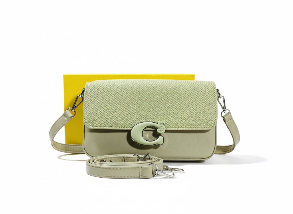 Premium Grey Textured Crossbody Bag with C-Logo