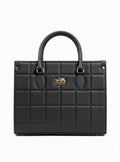Luxury Black Quilted Leather Tote Bag - Coach Style
