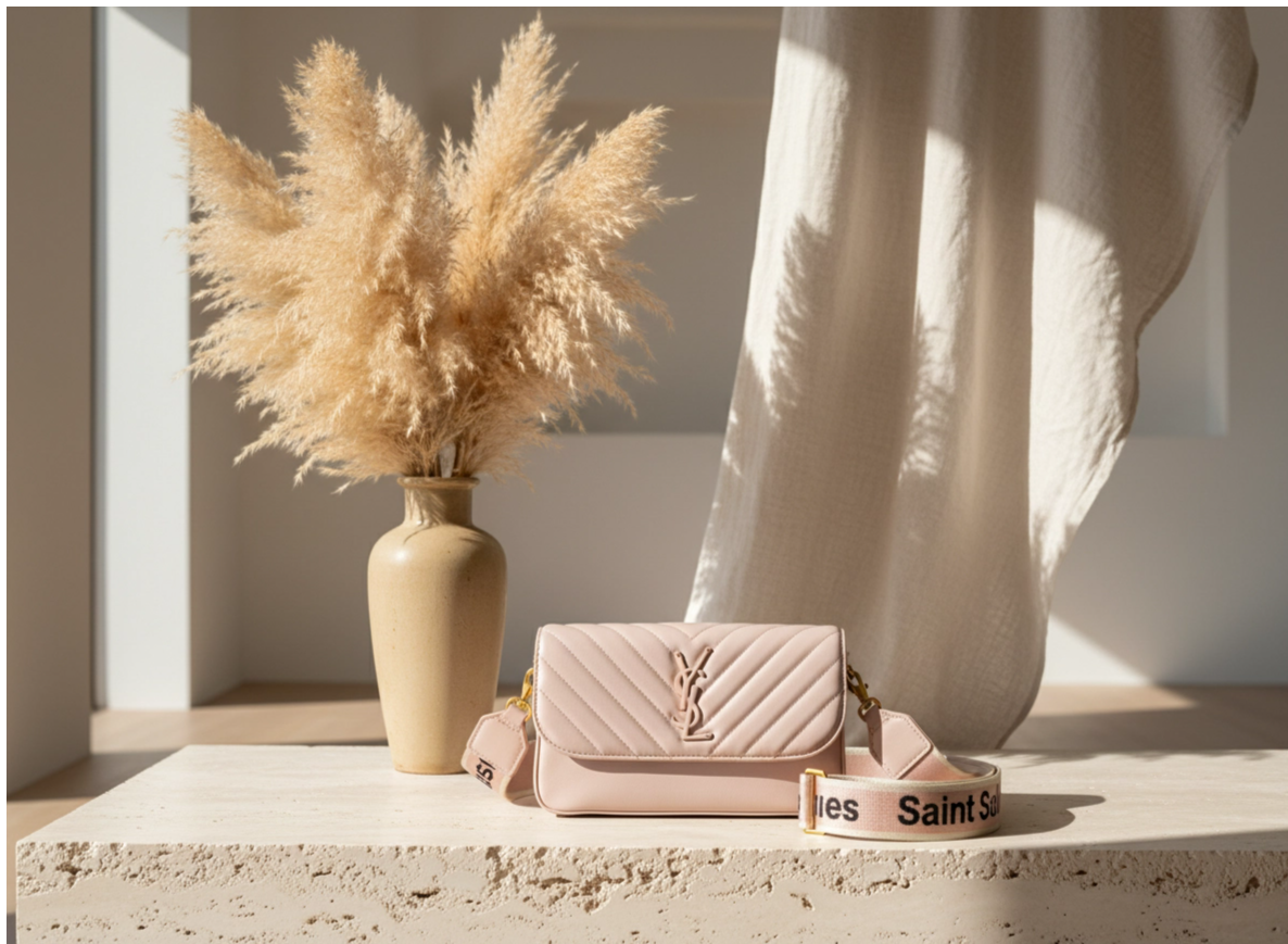 Premium Quilted Leather Crossbody Bag - YSL Style