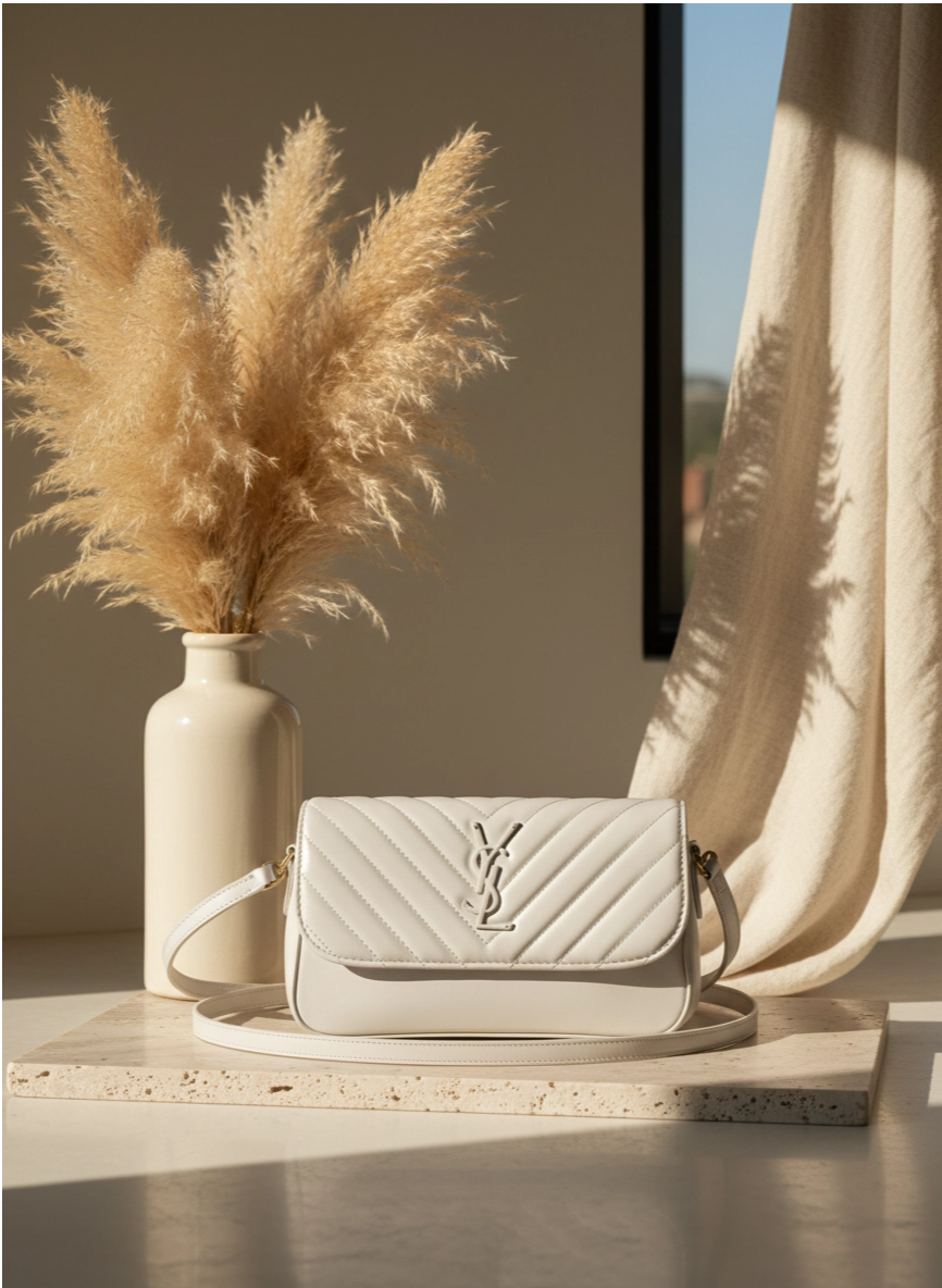 Premium Quilted Leather Crossbody Bag - YSL Style