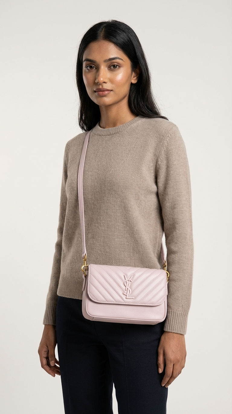 Premium Quilted Leather Crossbody Bag - YSL Style