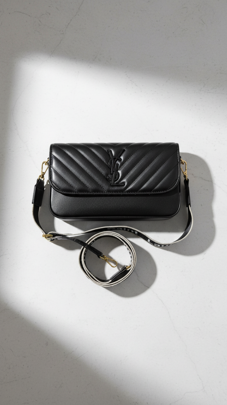 Premium Quilted Leather Crossbody Bag - YSL Style