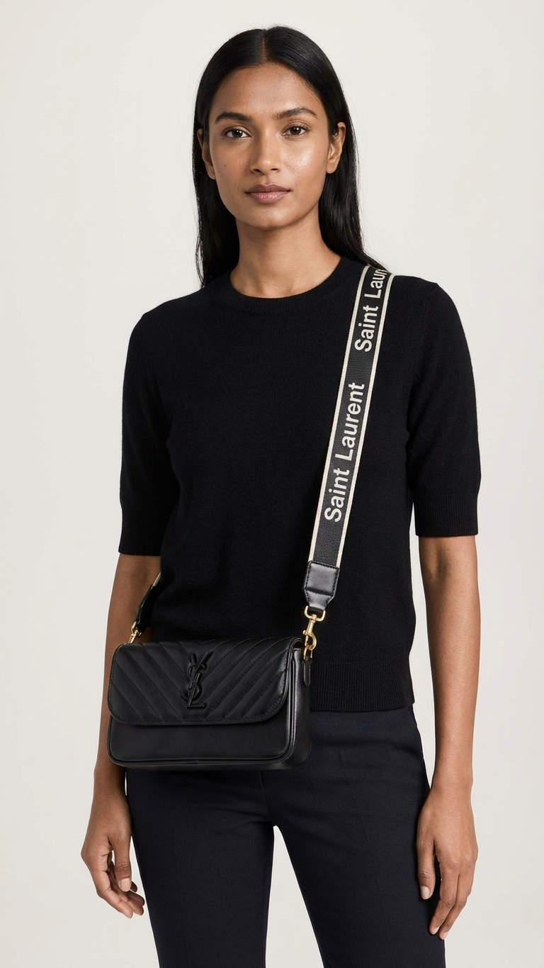 Premium Quilted Leather Crossbody Bag - YSL Style
